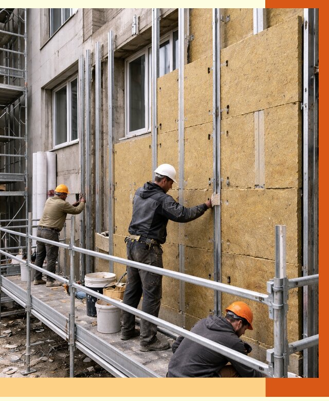 Утепление вентилируемого фасада в Белой Калитве от 5808 руб/м2 — монтаж и утепление вентфасад | ТепломастерБкл